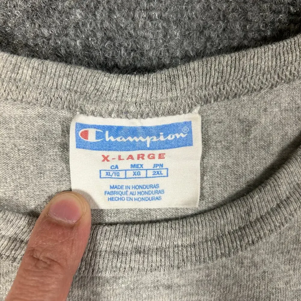 Champion‎ Multi Color Logo Heavy T Shirt Mens XL Gray Spell Out and Logo - Picture 3 of 6